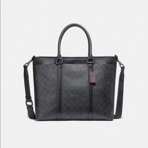 Mens Coach Perry Business Tote In Signature Canvas